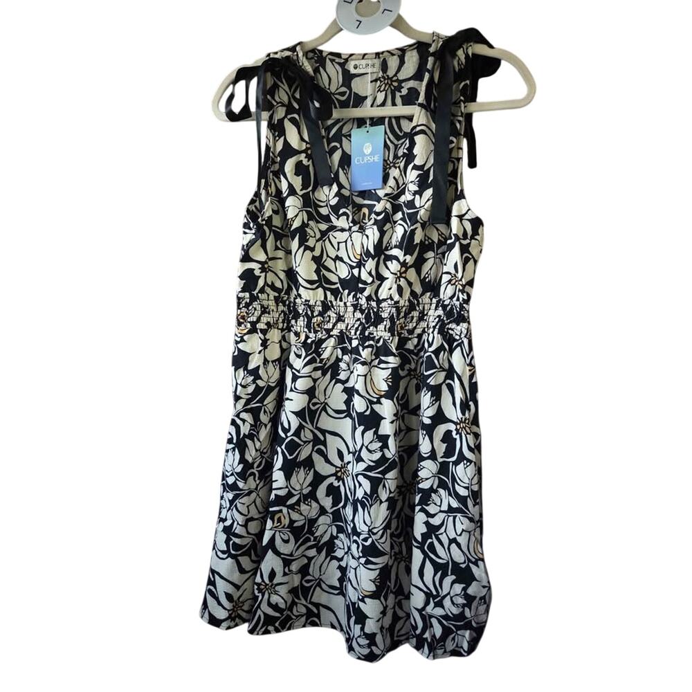 CUPSHE Floral Tie-Shoulder Sleeveless Dress Size L